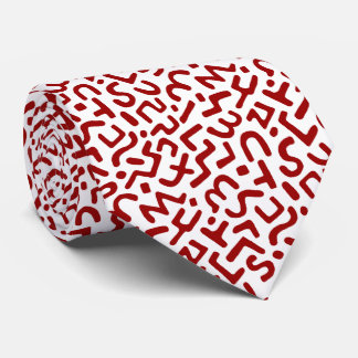 Corbata Patrón abstracto 170822 - Rojo rubí sobre blanco