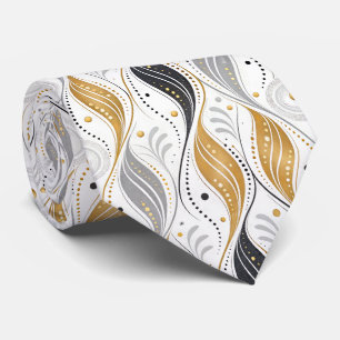 Corbata Patrón abstracto art déco de lujo en oro, plata y 