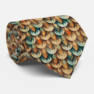 Corbata Patrón abstracto art déco dorado teal de lujo