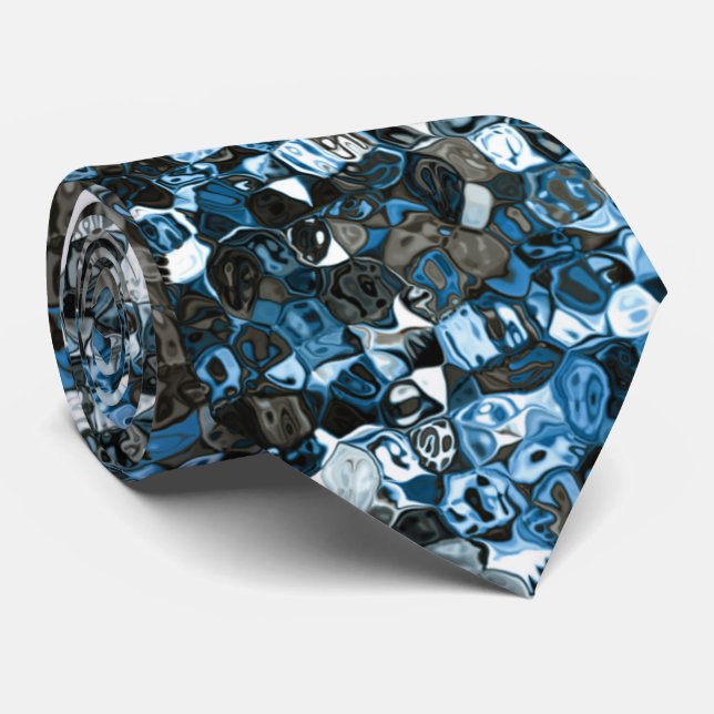 Corbata Patrón abstracto azul y marrón (Enrollado)