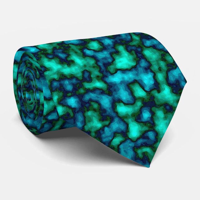Corbata Patrón abstracto azul y verde (Enrollado)