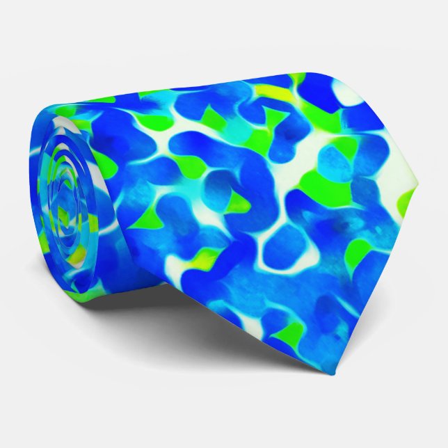 Corbata Patrón abstracto azul y verde (Enrollado)