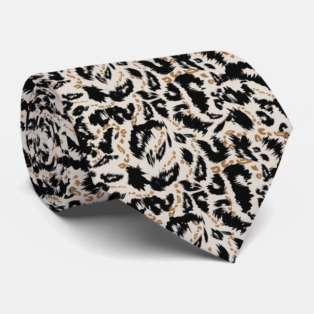 Corbata Patrón abstracto bohemio africano de leopardo (Enrollado)