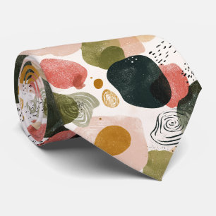 Corbata Patrón abstracto boho orgánico en tono terroso apa