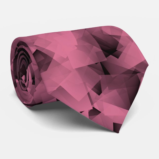 Corbata Patrón abstracto cubismo negro rosa (Enrollado)
