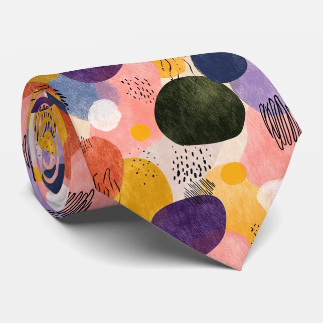 Corbata Patrón abstracto de Boho vibrante | Formas orgánic (Enrollado)