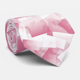 Corbata Patrón abstracto de cubismo blanco rosa
