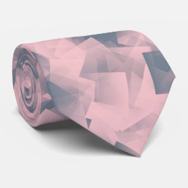 Corbata Patrón abstracto de cubismo gris rosa