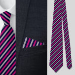 Corbata Patrón abstracto de franjas rosadas negras<br><div class="desc">Bandas rosadas negras Abstract Pareja de cuello del patrón.</div>