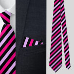 Corbata Patrón abstracto de franjas rosadas negras<br><div class="desc">Bandas rosadas negras Abstract Empatada de cuello del patrón.</div>