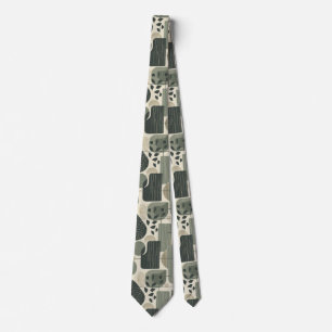 Corbata Patrón abstracto de mediados de siglo moderno Verd