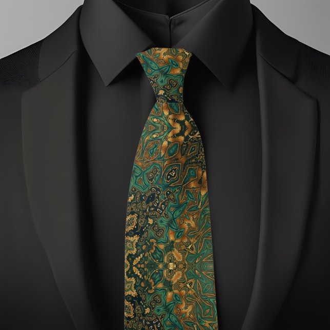 Corbata Patrón abstracto de oro verde (Subido por el creador)