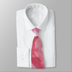 Corbata Patrón abstracto de pincelada rosa con brillo