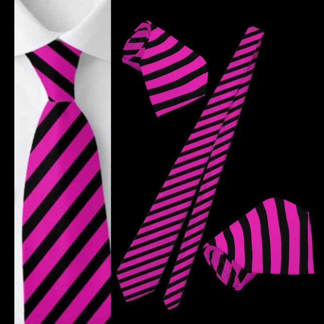 Corbata Patrón Abstracto De Tejido De Cuello Rosa Y Negro  (Subido por el creador)