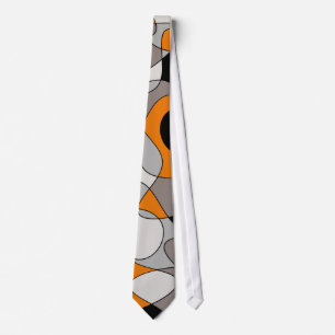 Corbata Patrón abstracto - gris y naranja.