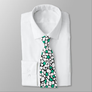 Corbata Patrón abstracto mosaico baldosa verde blanco negr