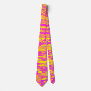 Corbata Patrón abstracto rosa amarillo naranja