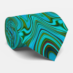 Corbata Patrón abstracto turquesa chartreuse retro alucina