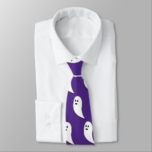 Corbata Patrón adorable de Halloween morado y blanco de fa