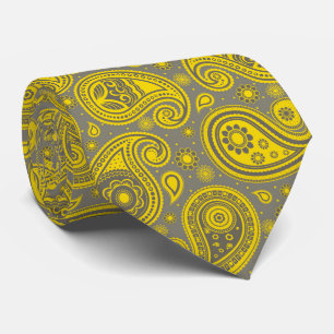 Corbata Patrón amarillo, gris y elegante, pintado