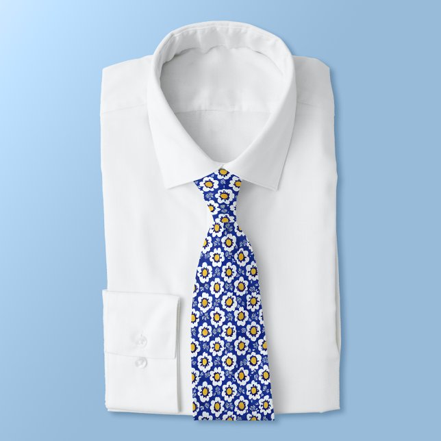 Corbata Patrón árabe floral azul puntal de cuello (Subido por el creador)