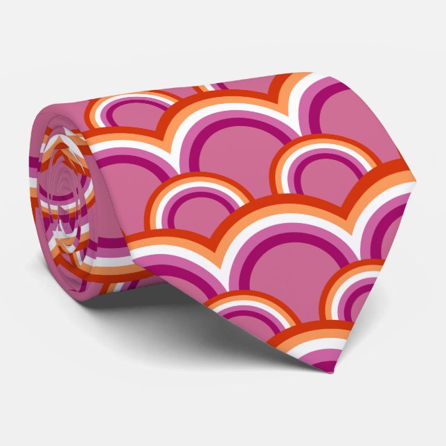 Corbata Patrón arcoiris de la bandera del orgullo lésbico (Enrollado)