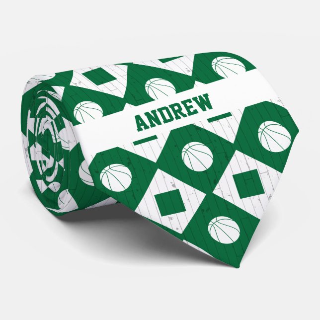 Corbata Patrón Argyle de suelo de madera verde de balonces (Enrollado)