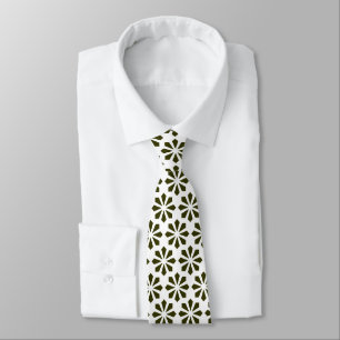 Corbata Patrón Art Deco - Blanco verde turbio