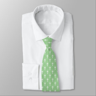 Corbata Patrón Art Deco blanco y verde