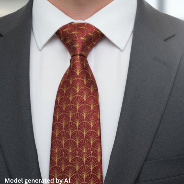 Corbata Patrón Art Déco Borgoña Dorado (Subido por el creador)