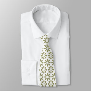 Corbata Patrón Art Deco - caqui en blanco