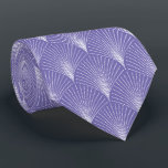 Corbata Patrón Art Déco morado y blanco<br><div class="desc">Patrón Art Deco morado y blanco sin fisuras con una opción para cambiar el color de fondo.</div>