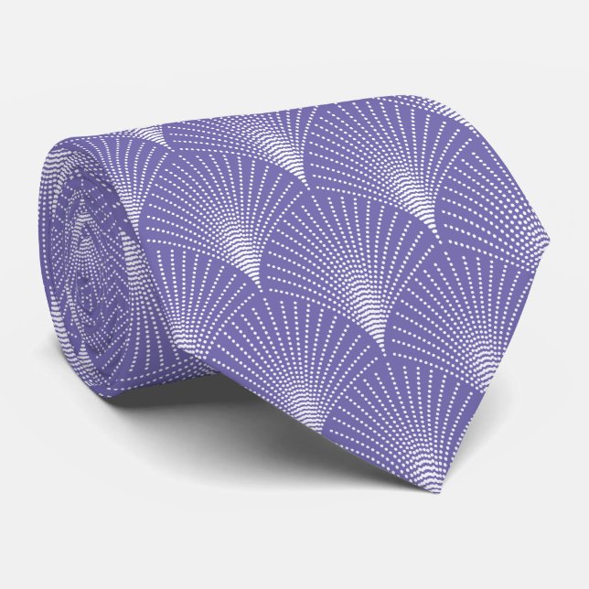 Corbata Patrón Art Déco morado y blanco (Enrollado)