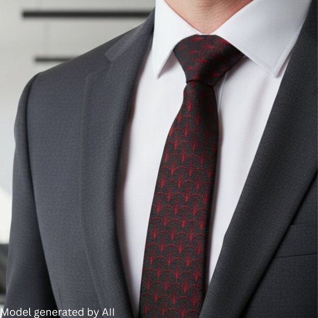Corbata Patrón Art Déco Negro Borgoña (Subido por el creador)