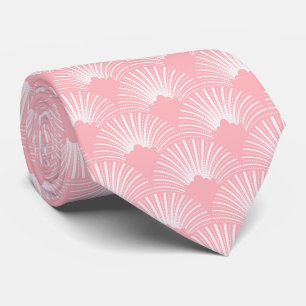 Corbata Patrón Art Déco Rosa y Blanco 2 Canto de Cuello