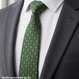 Corbata Patrón Art Déco Verde Esmeralda Dorado
