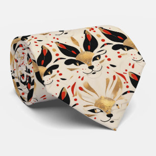 Corbata Patrón artístico colorido Art Nouveau Cat