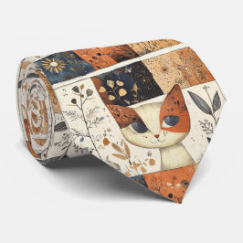 Corbata Patrón artístico colorido Art Nouveau Cute Cat