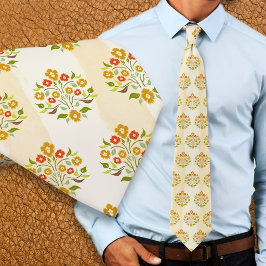 Corbata Patrón Astor de naranja floral pintado a mano