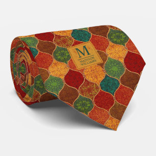 Corbata Patrón Azteca geométrico mosaico marroquí sin fisu