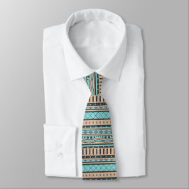 Corbata Patrón Azteca Peach Y Turquesa
