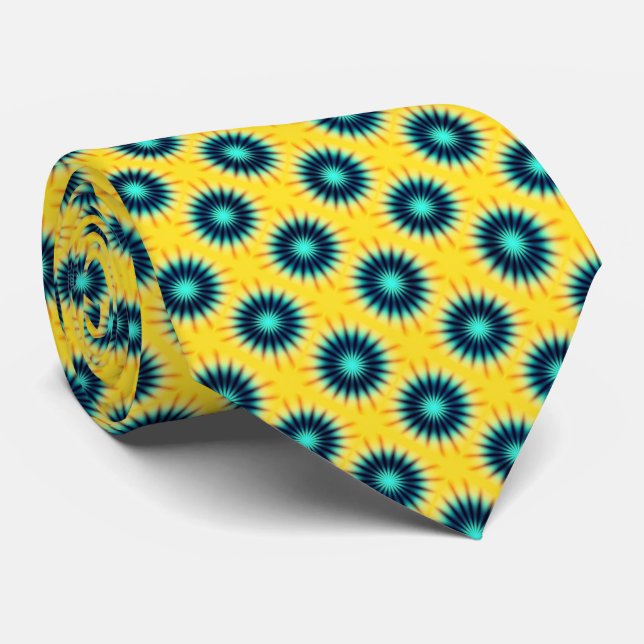 Corbata Patrón azul amarillo (Enrollado)