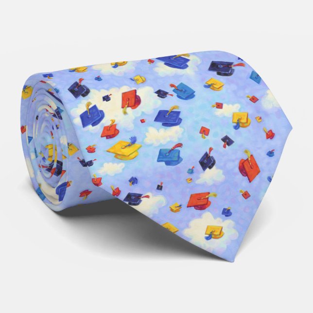 Corbata Patrón azul de caída de graduación (Enrollado)