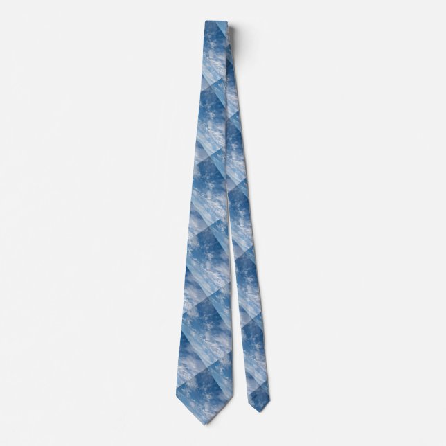 Corbata Patrón azul de nubes blancas dispersas (Anverso)