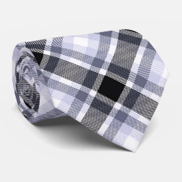 Corbata Patrón azul, negro, blanco tartán