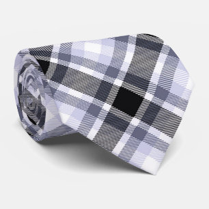 Corbata Patrón azul, negro, blanco tartán