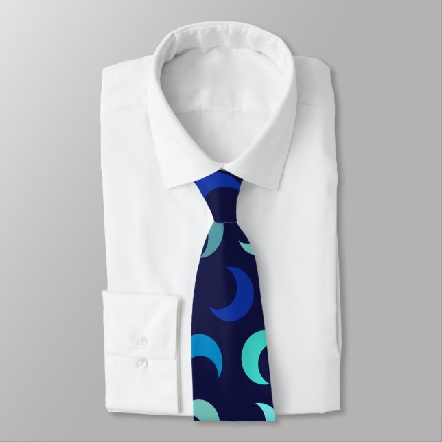 Corbata Patrón azul nuevo de la luna (Atado)