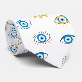Corbata Patrón azul, oro y blanco de Mati de ojos griegos