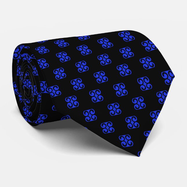 Corbata Patrón azul y negro clásico (Enrollado)