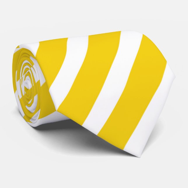 Corbata patrón blanco de franja amarillo fresco (Enrollado)